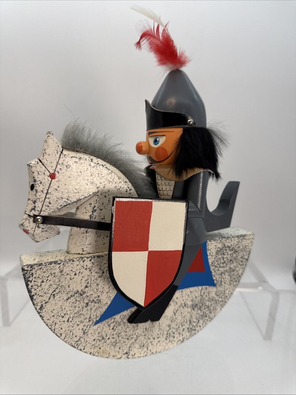 GDR ERZGEBIRGE EXPERTIC KNIGHT ON ROCKER HORSE NUTCRACKER - READ